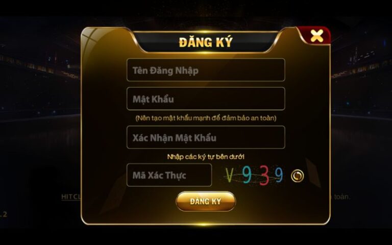 Giao diện đăng ký hitclub